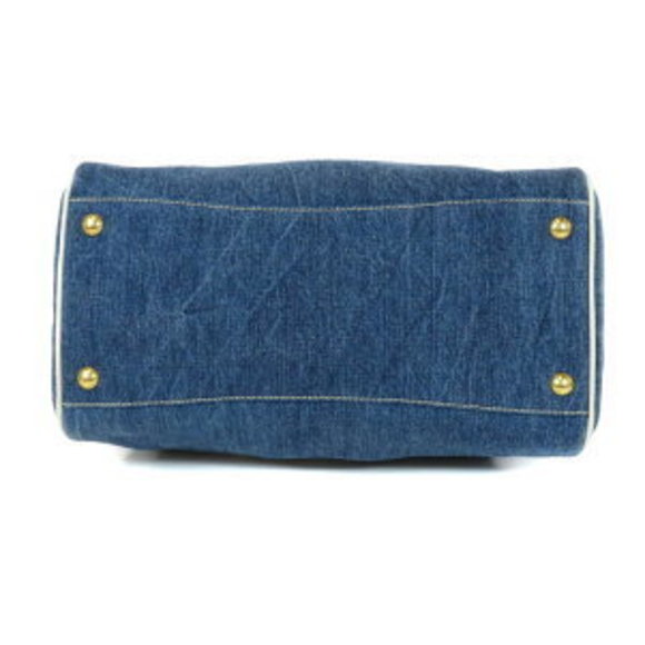 Prada Motif Handbag Denim Leather - Picture 3 of 9